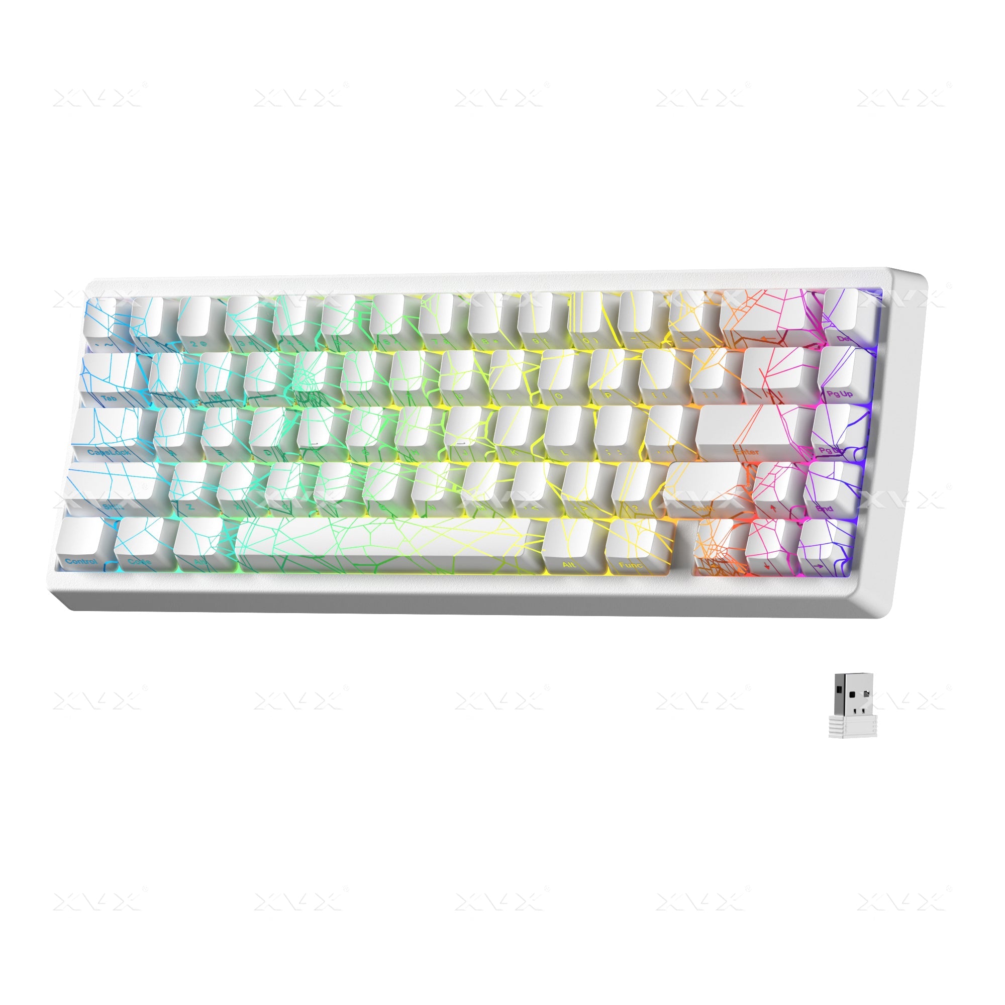 XVX M67 JadeStone VIA Tri-Mode Mechanical Keyboard with IMD-Tech Keycaps (Stellar White)