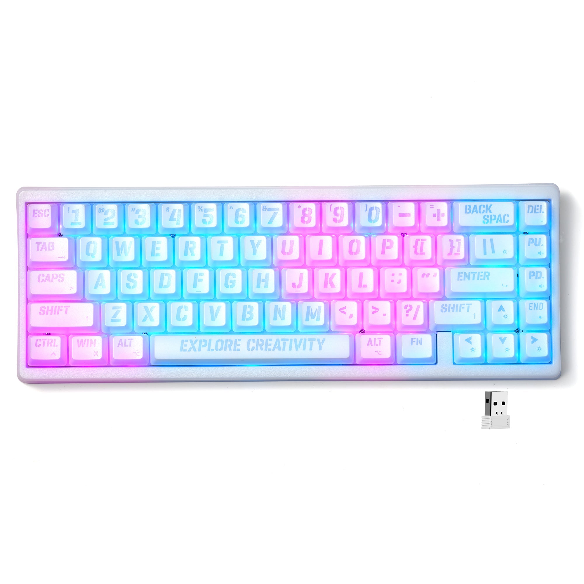 XVX M67 JadeStone VIA Tri-Mode Mechanical Keyboard with IMD-Tech Keycaps (Stellar White)